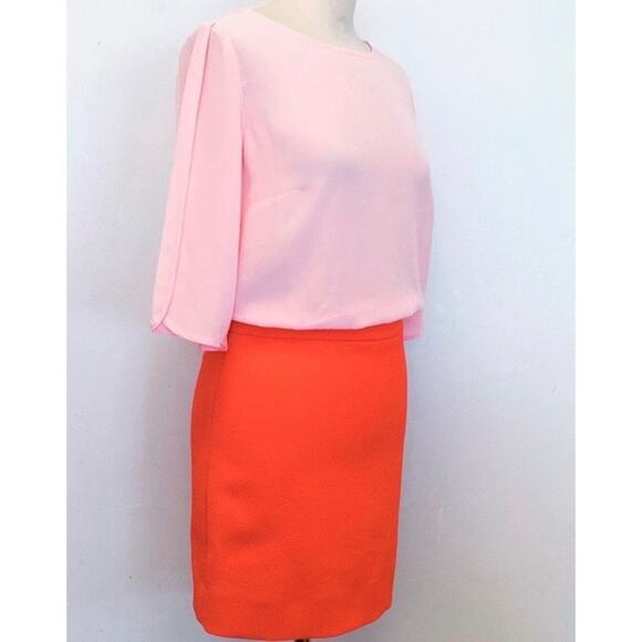 Maje Reggio Silk Pink Orange Contrast Dress Size M - Picture 10 of 11